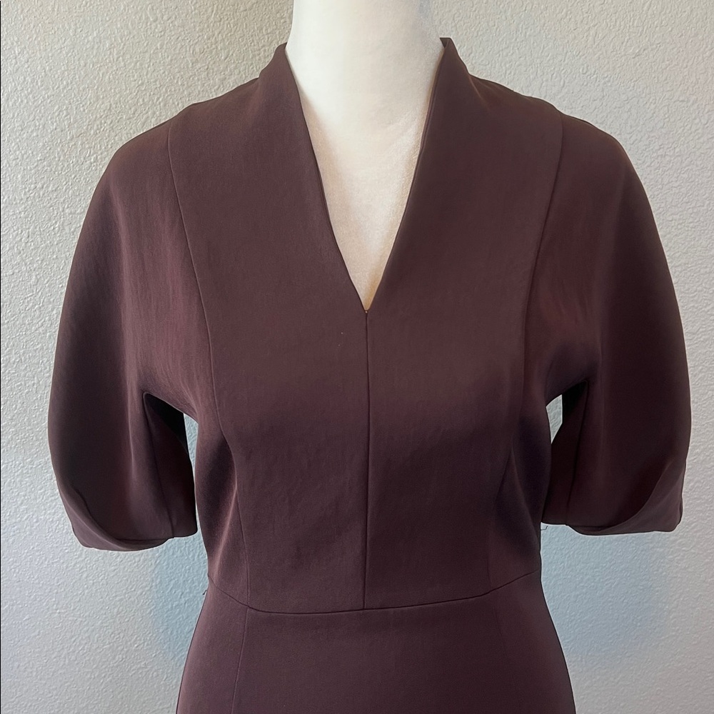 MM Lafleur Ingrid Knee Length Dress Brown/Burgundy Size 0 - Picture 2 of 8